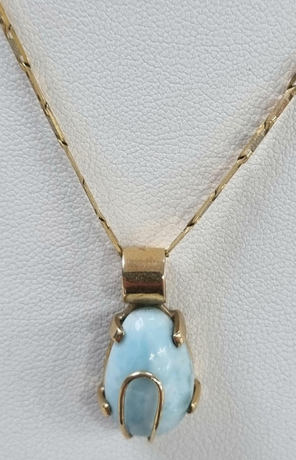 14ct necklace with Larimar Pendant