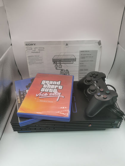 Playstation 2 Console, Black, Unboxed with Controller and GTA Bundle