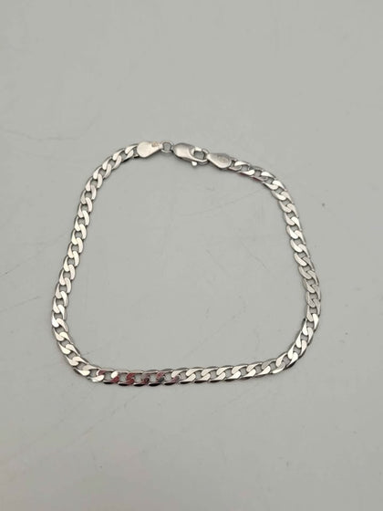 9ct White Gold Curb Bracelet - 7.5