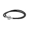 Pandora Moments Double Black Leather Bracelet, 44Cm