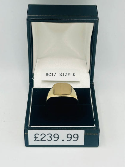 9CT YELLOW GOLD, 375 HALLMARKED RING, SIZE:K, 4.1G, BOXED