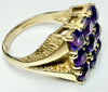 9ct yellow gold cluster ring with purple stones size N 1/2