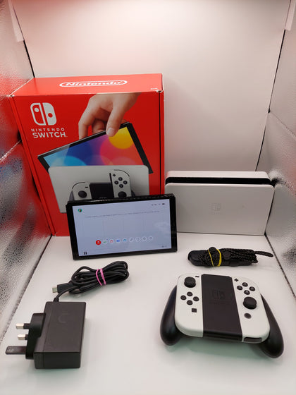 Nintendo Switch Console OLED 64GB with white Joycons And Charger Boxed LEFT JOYCON LOOSE