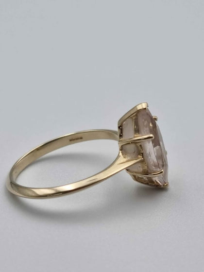 9ct Yellow Gold Marquise Cut Cubic Zirconia Solitaire Ring - 1.64 Grams - Size K