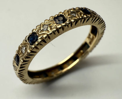 9ct yellow gold eternity ring with stones M 1/2
