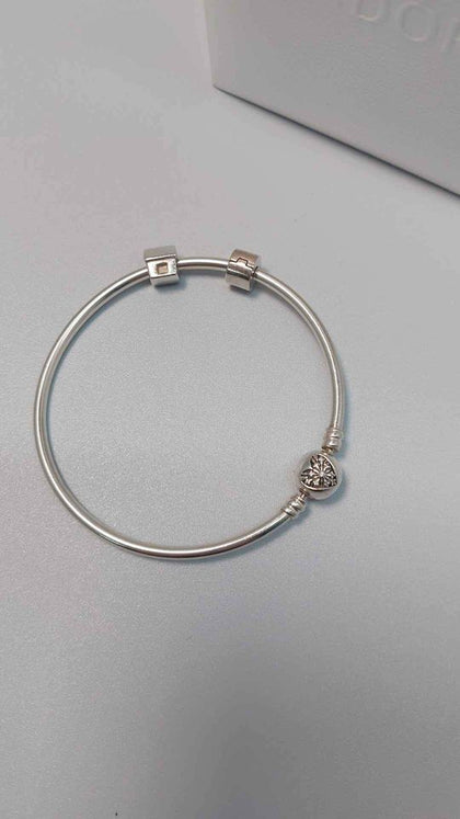 Pandora (ALE 925) Sterling Silver Bangle Bracelet With 2 Charms (Boxed)