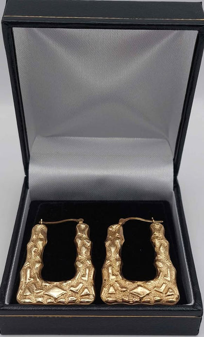 9ct 375 yellow gold hoop earrings 2.57g Boxed and hallmarked