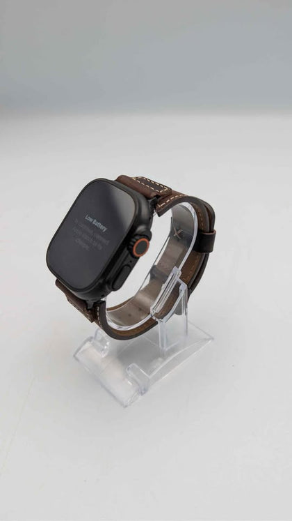 Apple Watch Ultra 2 Smartwatch - 49mm - Cellular & GPS - Black Titanium - Brown Leather Strap - Unboxed With Charger