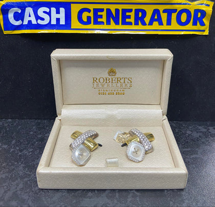 18ct Platinum Cuff Links 16.8g - With Authentic Diamonds