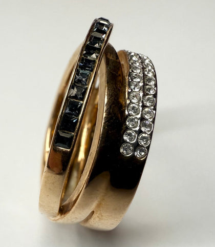 SWAROVSKI TRIPLE ROSE GOLD COLOURED RING SIZE O1/2-P1/2