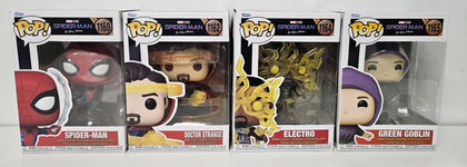 *Collection Only* Funko Pop 4 Pack Spider-Man No Way Home - Spiderman #1160, Dr Strange #1162, Electro #1164, Green Goblin #1165
