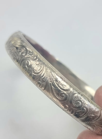Silver Ornate Bangle