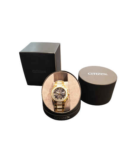 Citizen CA0752-58E Men's Eco-Drive Gold-Tone Crystal Set Watch