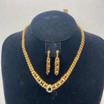 18ct Gold Necklace and Earrings Set, 29.8g