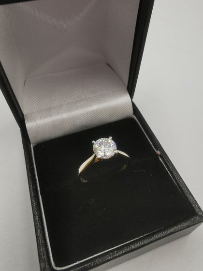 9K Gold Ring with Brilliant Round 1CT Diamond, 375 Hallmarked, 1.9Grams, Size: K