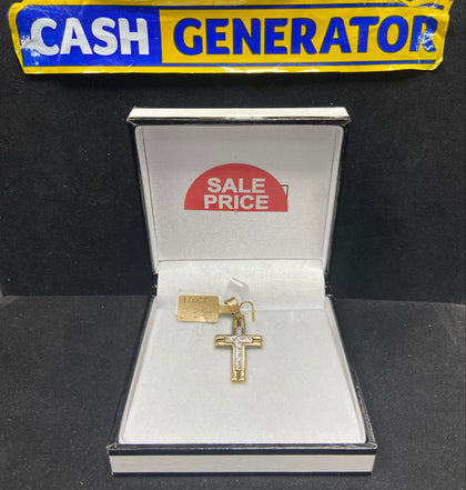 14ct Gold C/Z Cross Pendant 5.35g