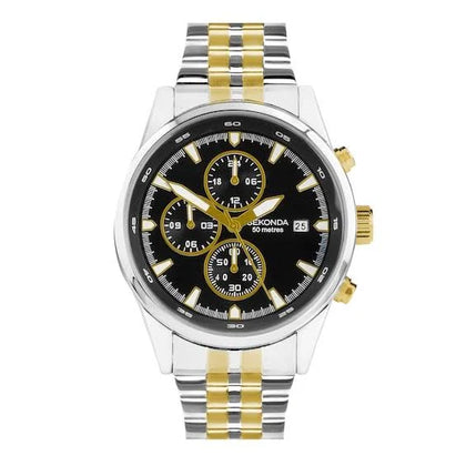 Sekonda Men's Dual Time Two Tone Stainless Steel Bracelet Watch