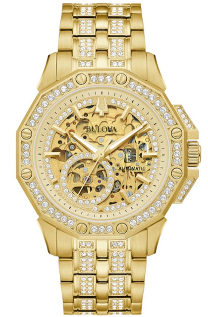 Bulova Octava Crystal Gold Plated Watch Boxed