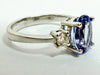 18ct white gold three stone Tanzanite and diamond ring