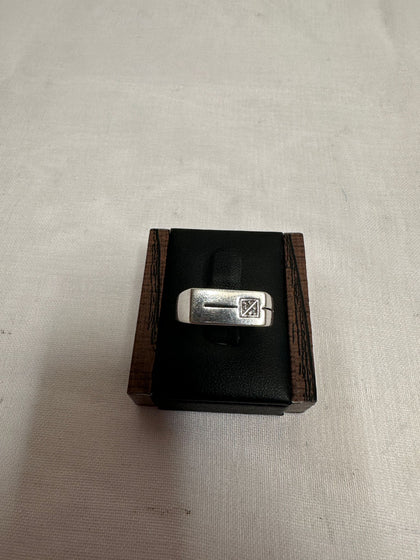 9ct White Gold Signet Mens Ring -Size V/W