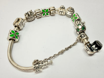 Pandora Snake Bracelet 19cm with charms