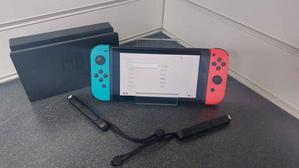 Nintendo Switch console 32GB + neon red & blue Joycons dock with cables unboxed