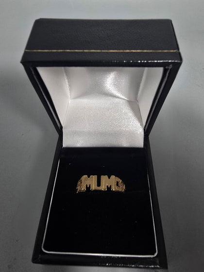 9ct Gold MUM ring 375 size P 1.7G