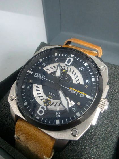 AVI-8 Hawker Hunter Atlas Dual Time Chronograph Jet Black Men's Watch AV-4057
