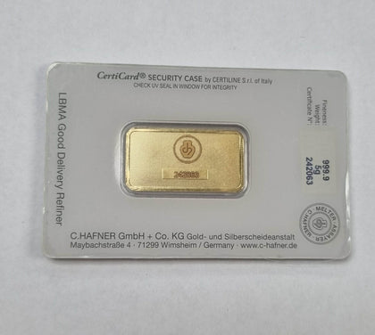 Chafner Seit 1850 FEINGOLD 24ct gold ingot 999.9 5g