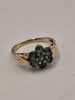 9ct Yellow Gold Blue Topaz Cluster Flower Ring - 2.85 Grams - Size Q