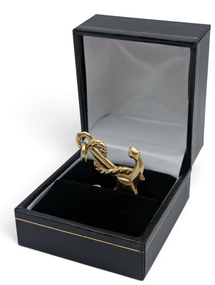 750 18CT HALLMARKED, YELLOW GOLD, Nautical Rope Anchor Pendant, 2.1 Grams