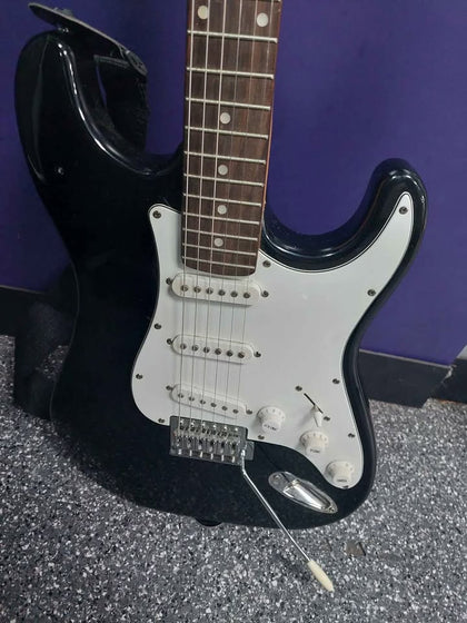 Burswood Black Electric Guitar With Guitar Bag & Stand