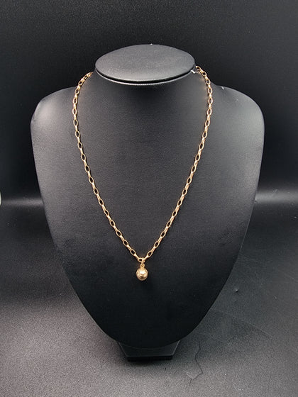9ct Yellow Gold Thin Belcher Chain With Football Pendant - 20
