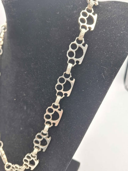 925 Sterling Silver Knuckle Duster Link Chain – 26” Long – 80.44 Grams – Albert Clasp **BRAND NEW**