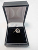 9ct Yellow Gold Ladies Ring With Black Stone Surrounded By Clear Stones - Size P - 1.61 Grams