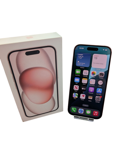 APPLE IPHONE 15 MOBILE PINK BOXED 99% BATTERY HEALTH PRESTON STORE