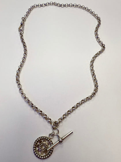 Sterling Silver Belcher Chain with T-Bar Pendant 18”