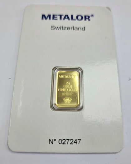 Metalor 2g 999.9 fine gold sealed
