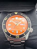 seiko 5 sports watch, orange face