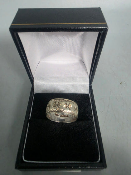 9ct white GOLD RING 4.1G 375 Size M