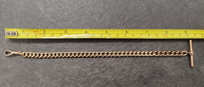 Classic 9ct Yellow Gold Curb Link Albert Bracelet with T-Bar