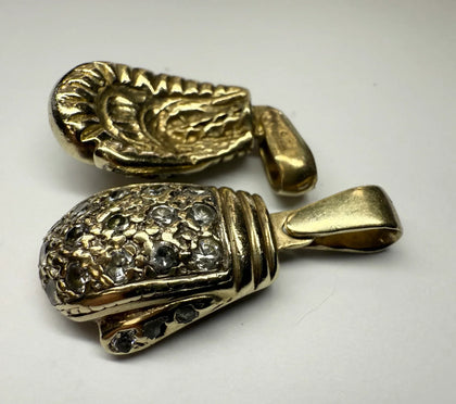9ct Yellow Gold Boxing Gloves Pendant with CZ Stone