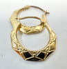 9ct yellow gold patterned Creole Hoop Earrings