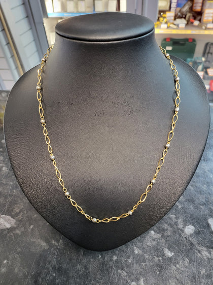 14CT - Yellow Gold Necklace with Silver Balls - 5.35g - 20