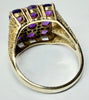 9ct yellow gold cluster ring with purple stones size N