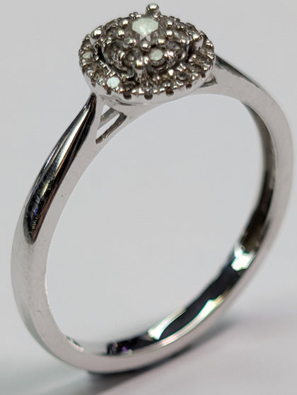 9ct White Gold Diamond Cluster Ring