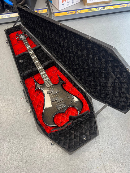 BC RICH ZOMBIE 4 STRING BASS GUITAR + COFFIN HARD CASE