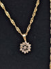 9ct Yellow Gold Necklace With Foral CZ Pendant - 22" Long - 2.24 Grams