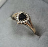 9ct gold Ring with Black/clear Stone Size M
