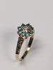 9ct gold diamond & green stone floral ring
